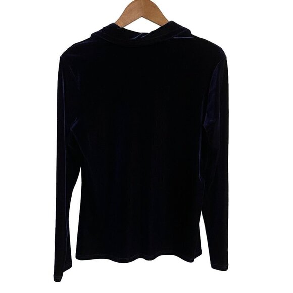 Max Studio Vintage Womens Y2K Blue Velvet Button Up Lightweight Cardigan Large - Picture 5 of 5